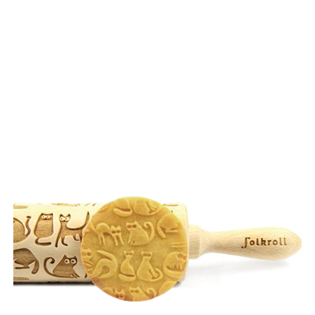 Folkroll - Engraved Rolling Pin - Crazy Cat (2 sizes)