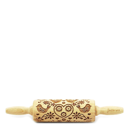 Folkroll - Engraved Rolling Pin - Folk Doves (2 sizes)