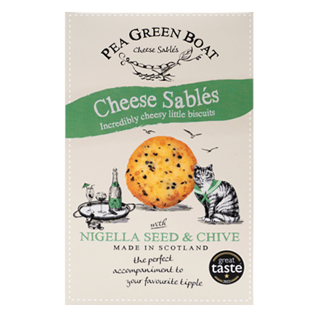 Pea Green Boat - Cheese Sablés with Nigella Seed & Chive