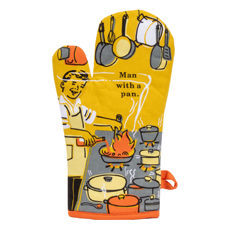 Blue Q Oven Mitts - Man With a Pan