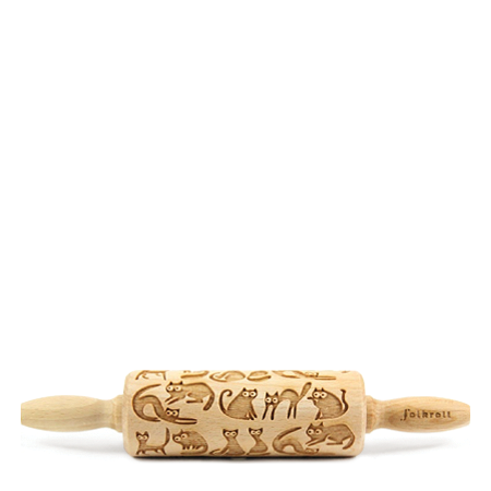Folkroll - Engraved Rolling Pin - Crazy Cat (2 sizes)