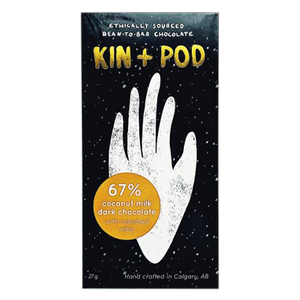Kin + Pod - 67% Coconut Milk Dark Chocolate with Candied Nibs